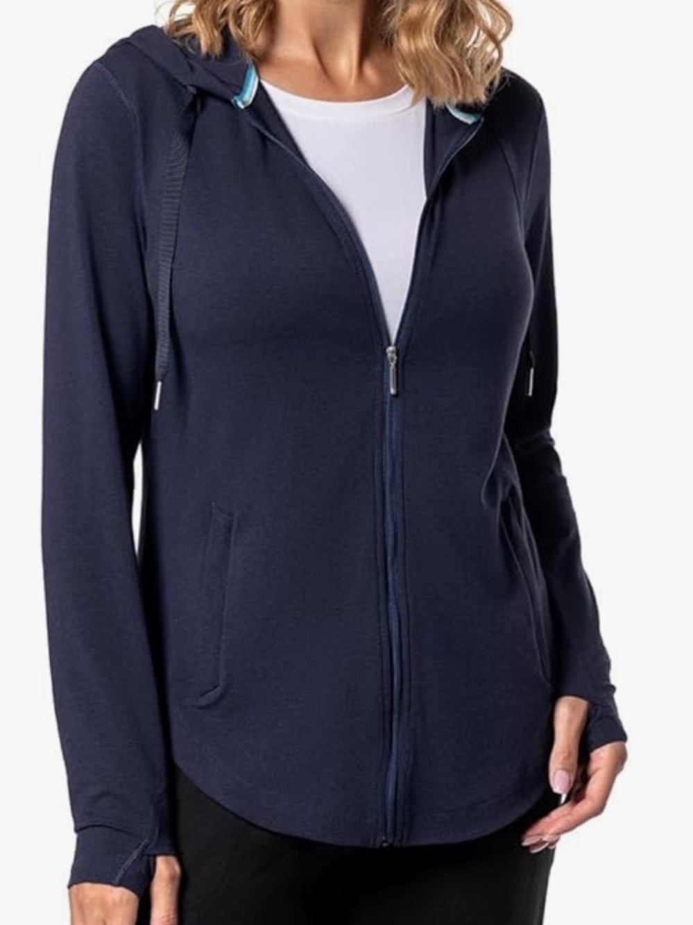 NWOT Coolibar Women's Zip-Up Hoodie - UPF 50+ Sun Protection - LumaLeo Navy XL